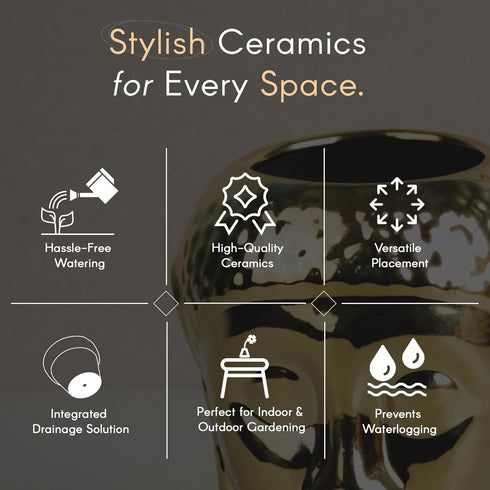 Golden Buddha Ceramic Clay Pots - The Earth Store - Planter